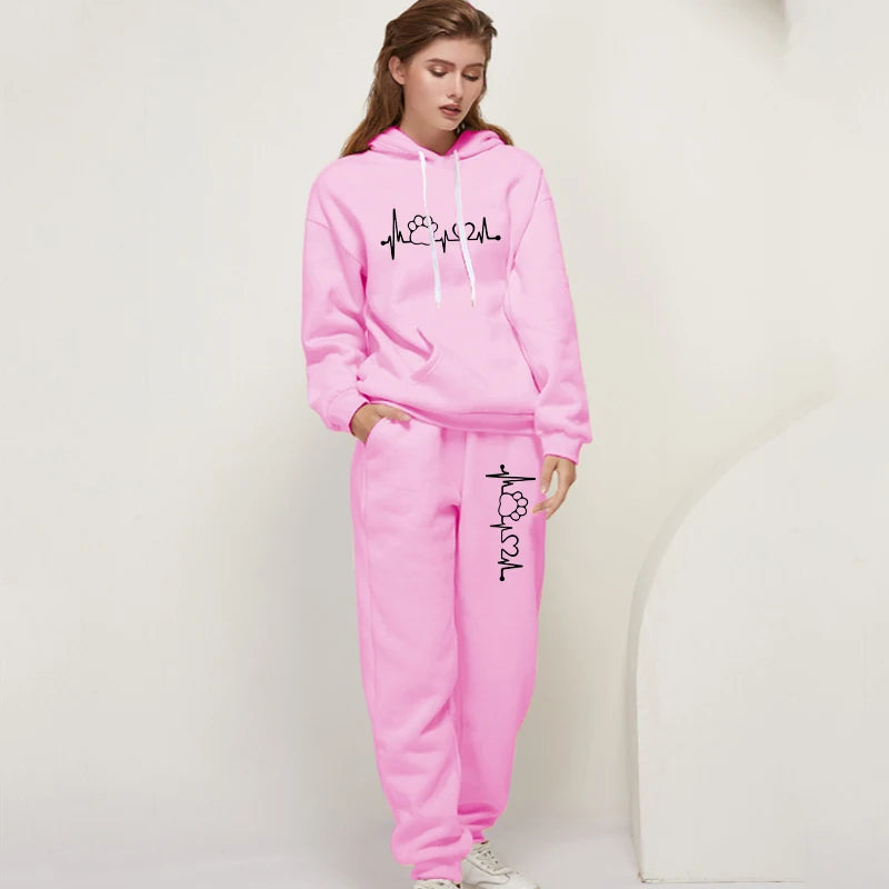 Women's Tracksuit Two Piece Set with Drawstring