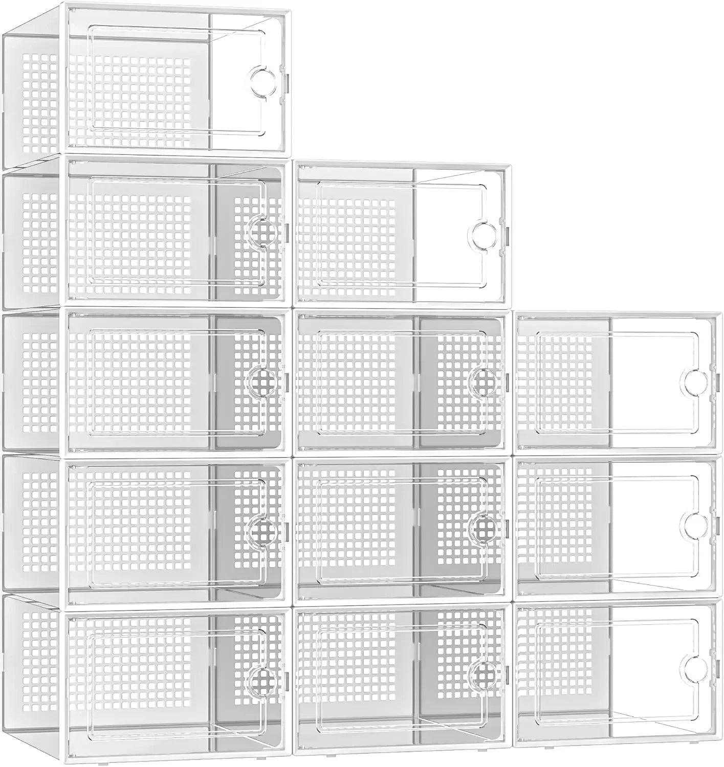 Shoe Storage Box Organizer Closet 12-pack,fits Size 11,clear Plastic Stackable Sneaker Container Entrance,space Saving Shoe Rack