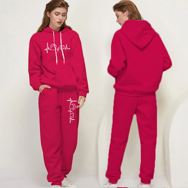 Women's Tracksuit Two Piece Set with Drawstring