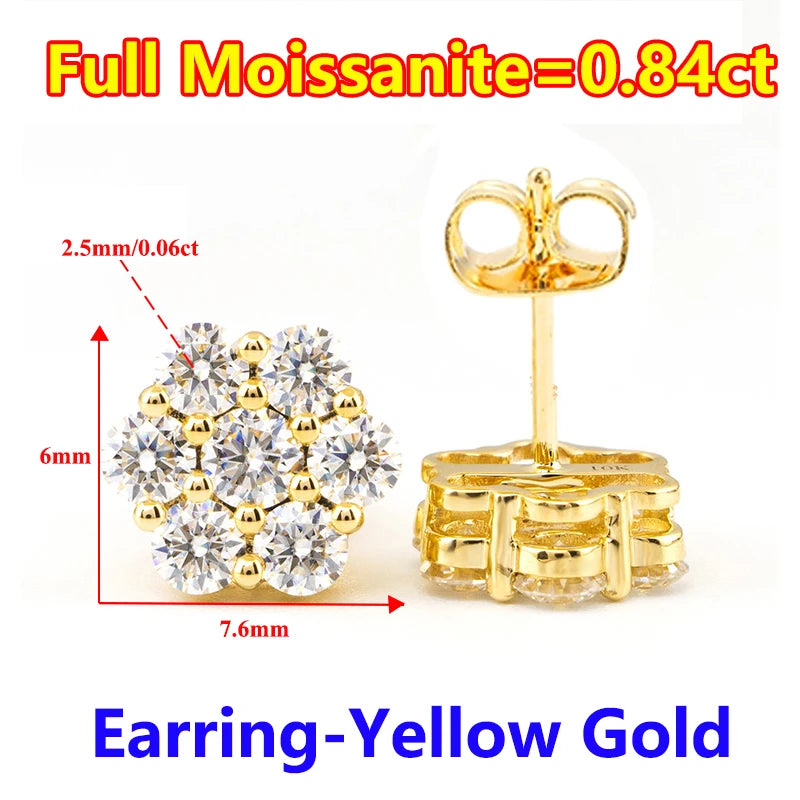 Moissanite Stud Earrings for Women Flower D color