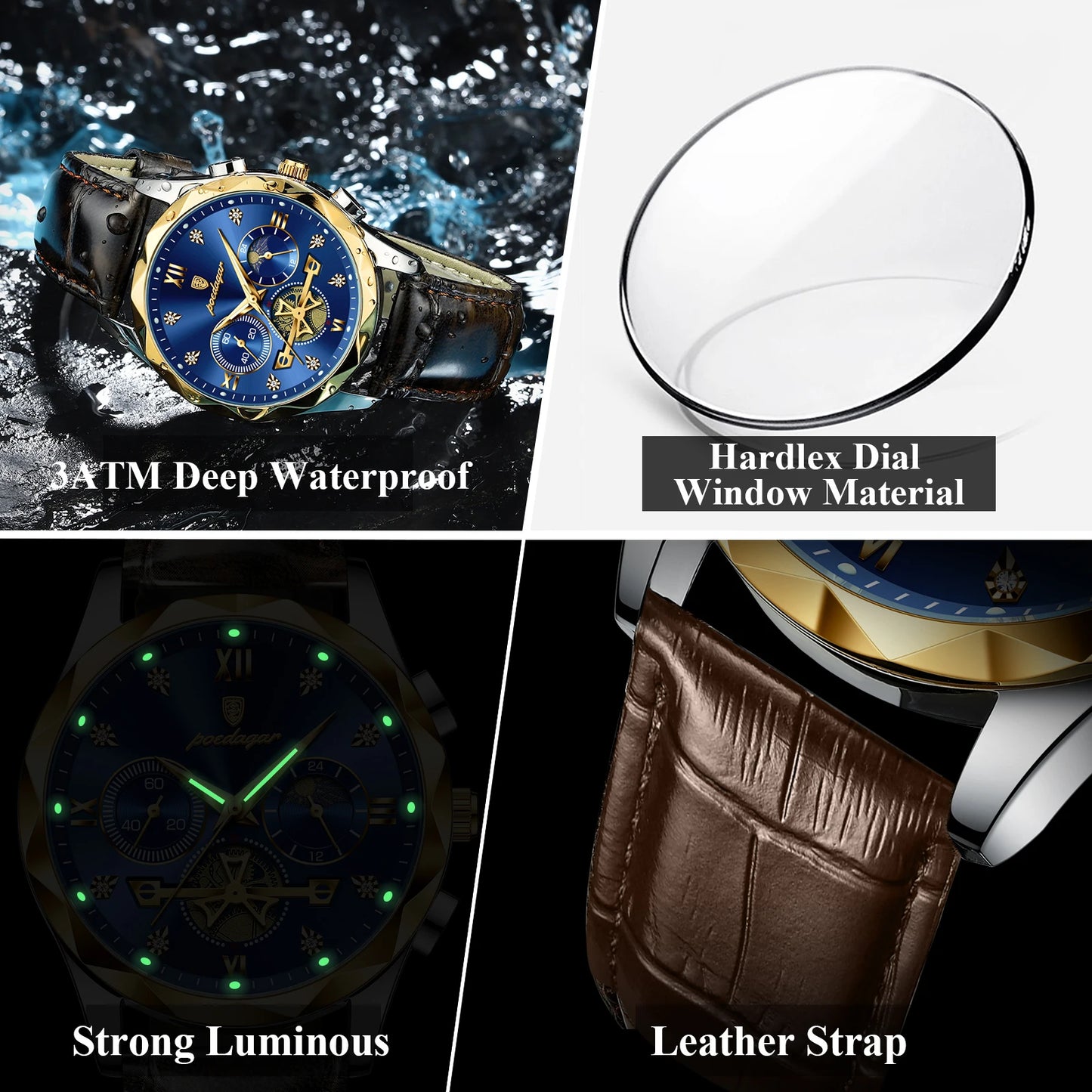 Leather Quartz Waterproof Men's Watches
