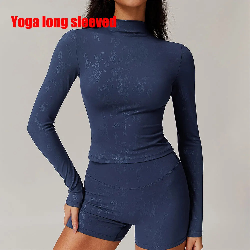 Women Yoga T-shirts Printed Sports Top Long sleeve