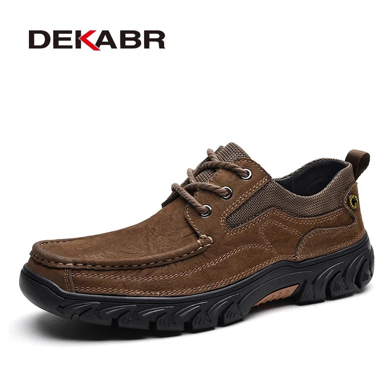 DEKABR Luxury Brand Comfortable Classical Men Loafers Wear-Resistant Genuine Leather Flats Shoes Causal Working Shoes Men