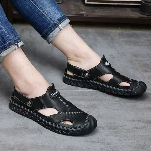 Genuine Leather Sandals Men's Comfortable Slipper Summer Man Sandals 2024 Trending Man's Leather Sandal Designer Men's Shoes