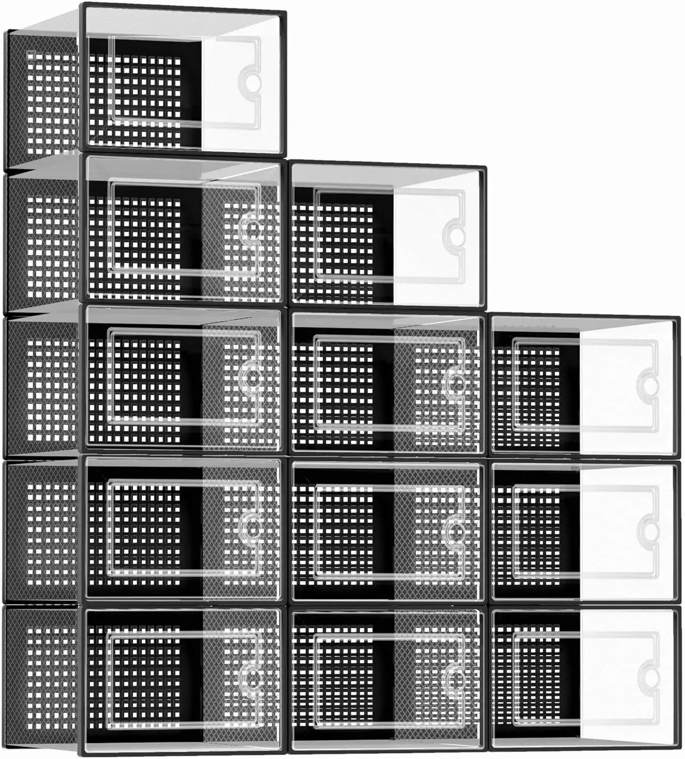 Shoe Storage Box Organizer Closet 12-pack,fits Size 11,clear Plastic Stackable Sneaker Container Entrance,space Saving Shoe Rack