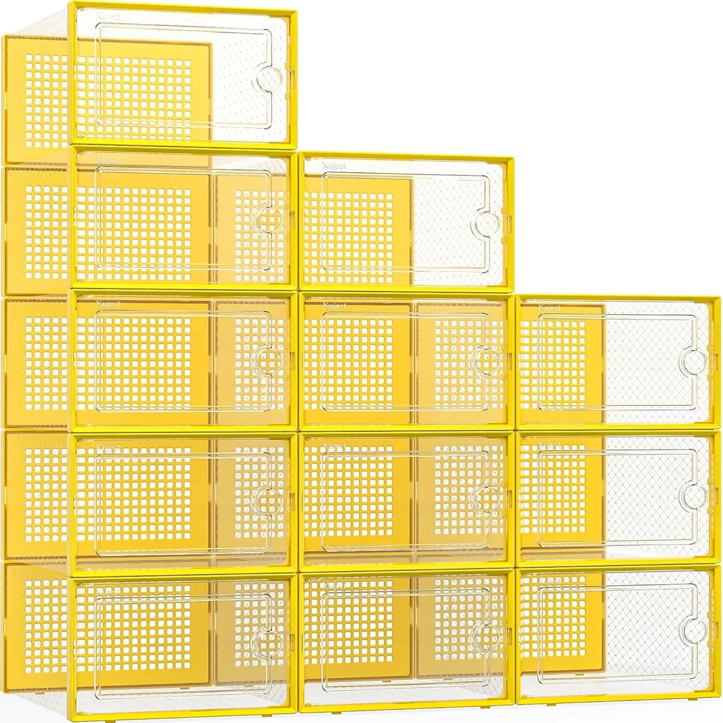 Shoe Storage Box Organizer Closet 12-pack,fits Size 11,clear Plastic Stackable Sneaker Container Entrance,space Saving Shoe Rack