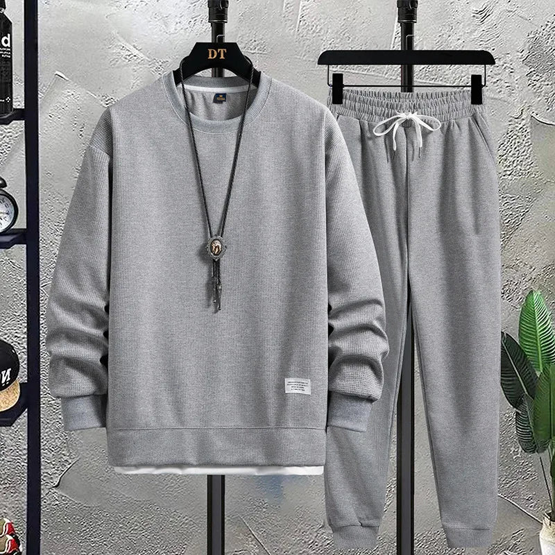Men's Athletic Tracksuit 2 Piece Waffle Hoodie