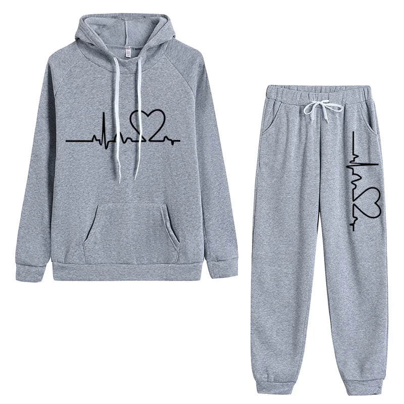 Jogging Women Hoodies Pants Printed Sportswear Suits