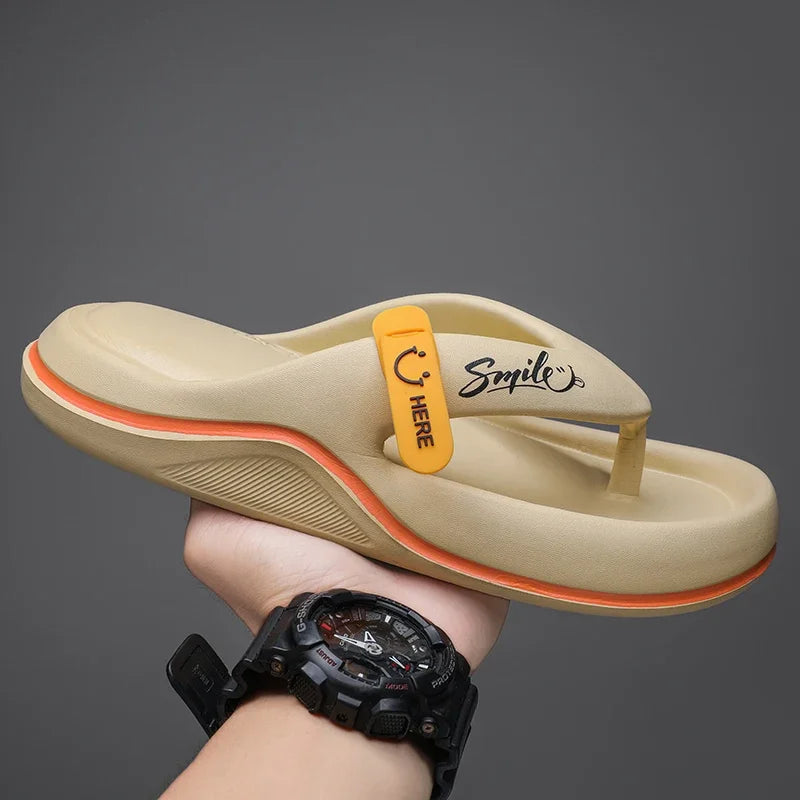 Men's Platform Flip Flops Summer Soft Sole EVA Slippers for Man Outdoor Casual Beach Shoes Home Non-slip Bathroom Slides Sandals