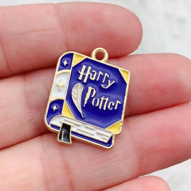 10Pcs Cartoon Enamel Metal Magic College Book Charm Pendants