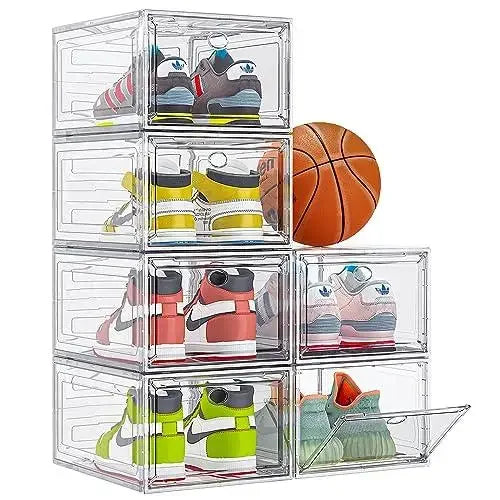 7CODE Thicken & Sturdy 10 Pack Thicken Shoe Organizer Stackable,Shoe Containers For Sport Sneaker Display