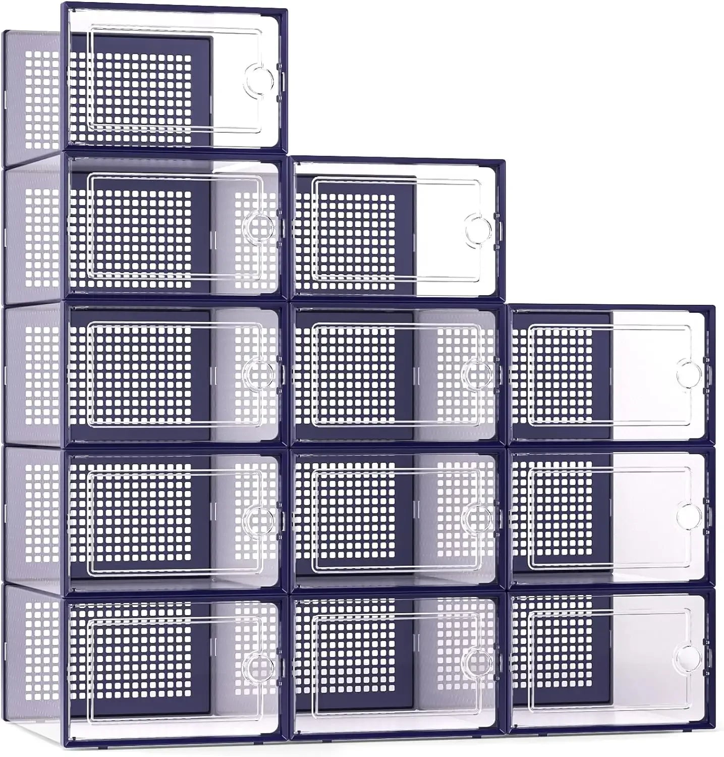 Shoe Storage Box Organizer Closet 12-pack,fits Size 11,clear Plastic Stackable Sneaker Container Entrance,space Saving Shoe Rack