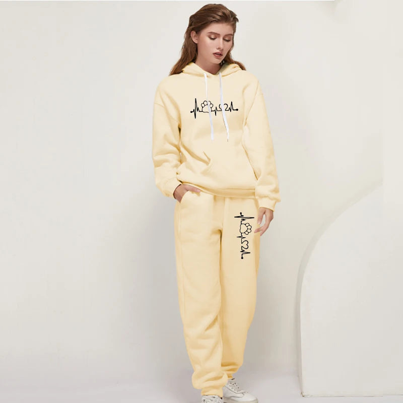 Women's Tracksuit Two Piece Set with Drawstring