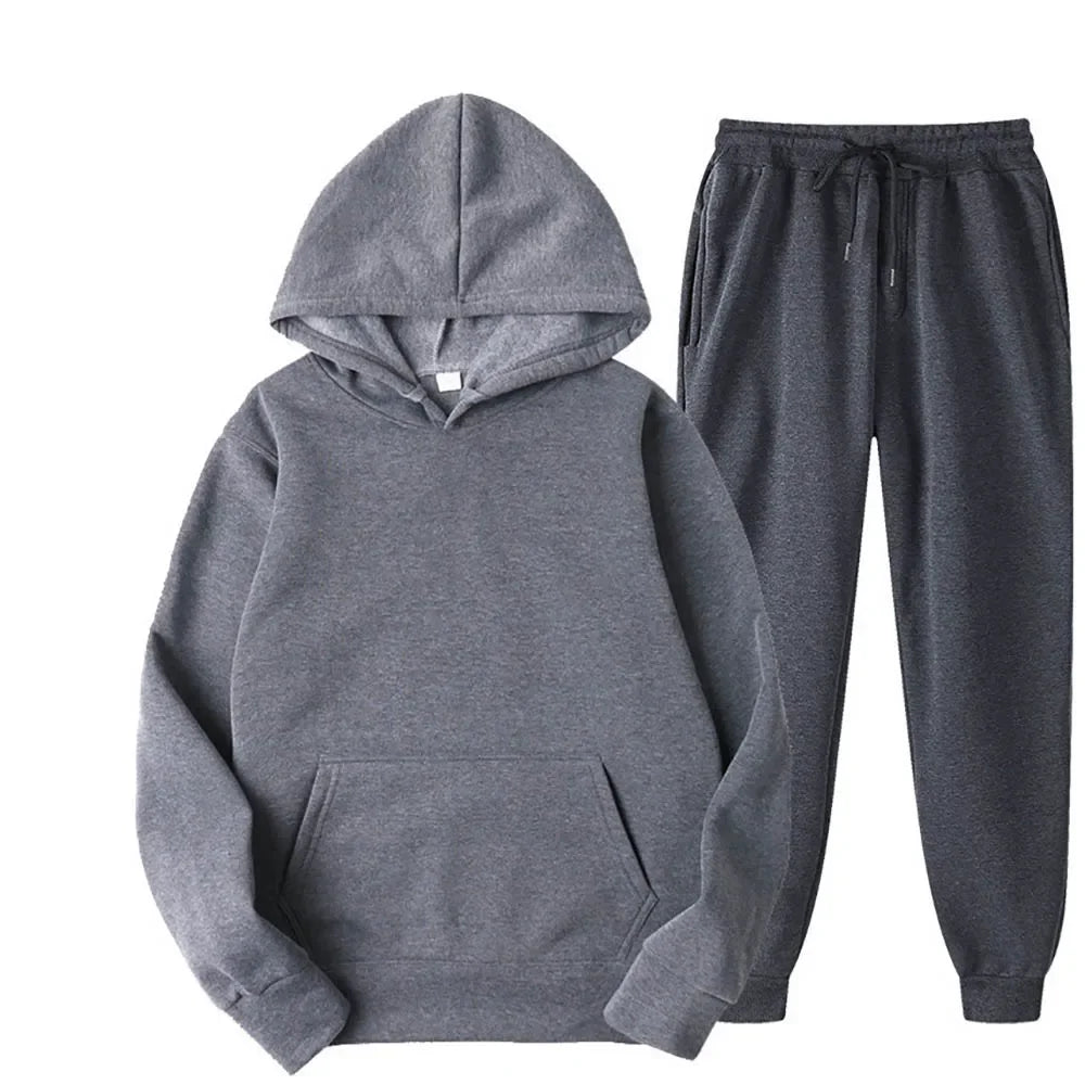 2Pcs Sports Hoodie Sets Autumn Winter Casual Sweatshirt +Pants 11 Colors Men Women Hooded Pullover Tracksuits Fashion Sportswear
