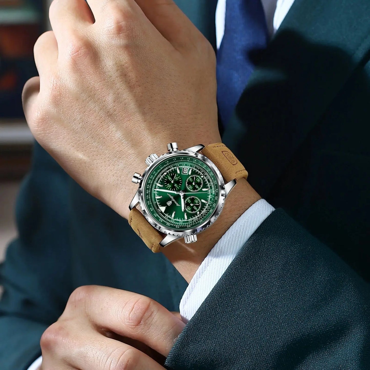 Quartz Waterproof Leather Men Wristwatch