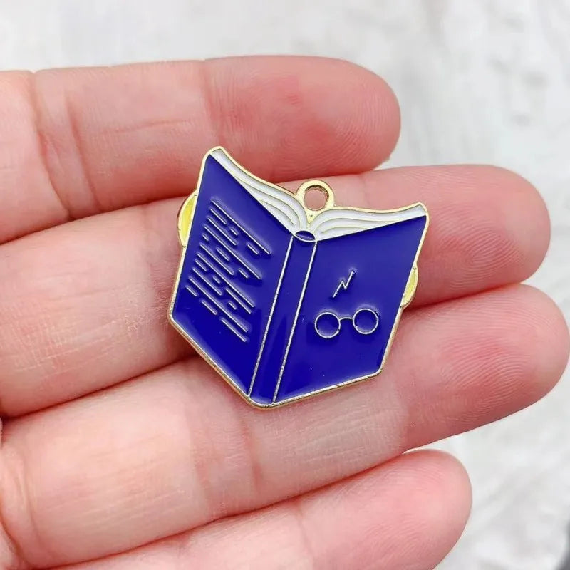 10Pcs Cartoon Enamel Metal Magic College Book Charm Pendants