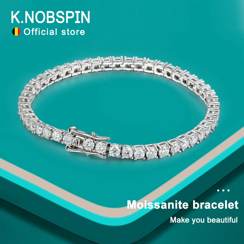 Moissanite Tennis Bracelet Full Diamond Silver Plated 18k