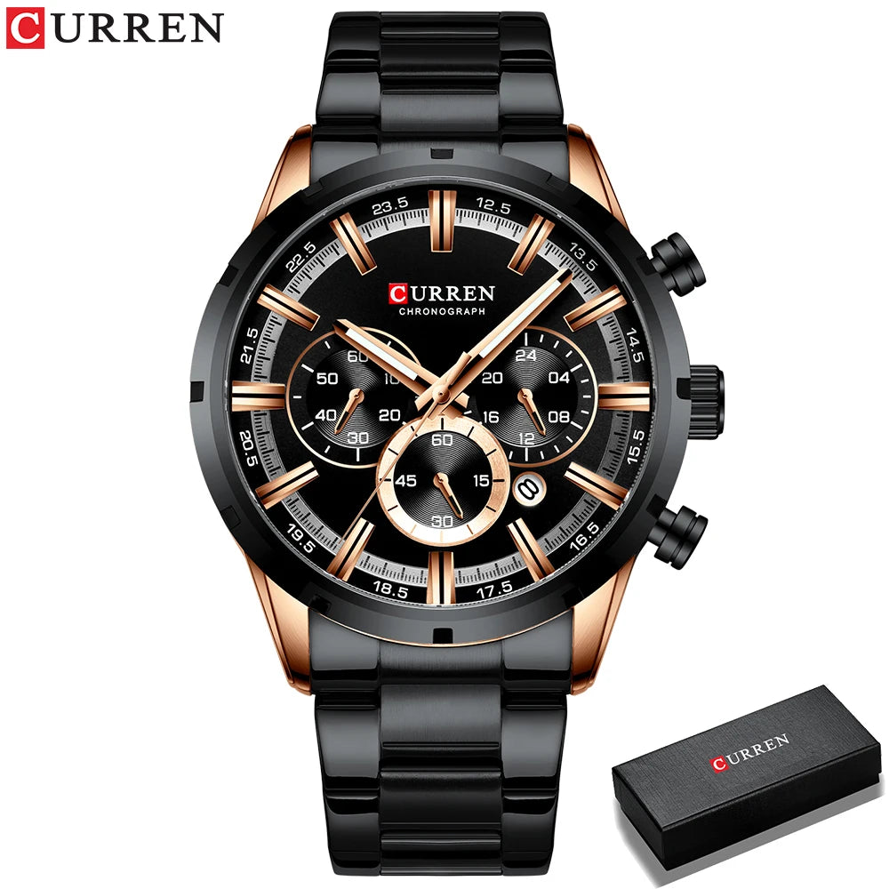Men Stainless Steel  Luxury Sports  Quartz Watch