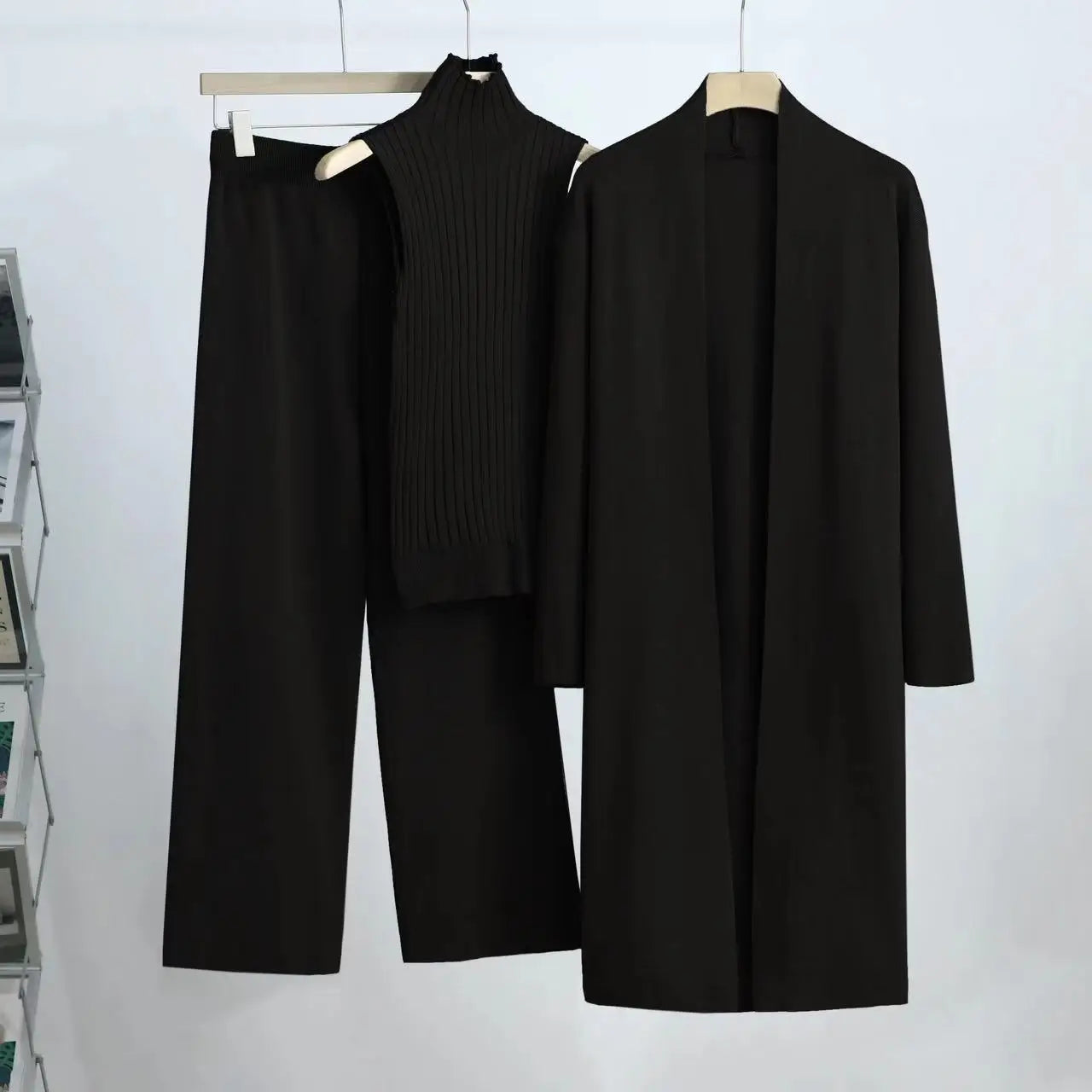 Winter 3 Piece Set  Knitted  Solid Sweater Suit