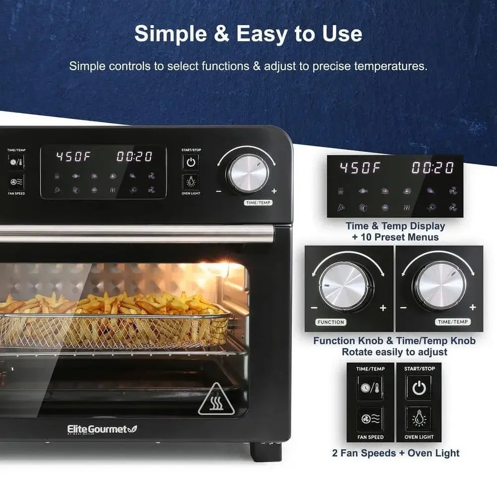 23L Air Fryer Rotisserie Oven with 10 Menu Functions and Interior Light Programmable Cooking Gourmet Kitchen Appliance Accessory