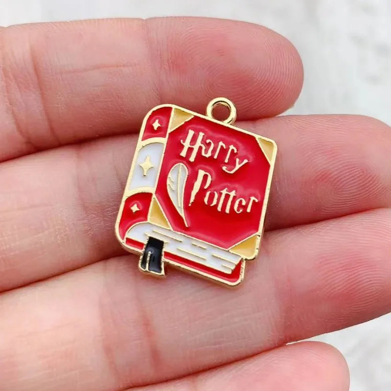 10Pcs Cartoon Enamel Metal Magic College Book Charm Pendants