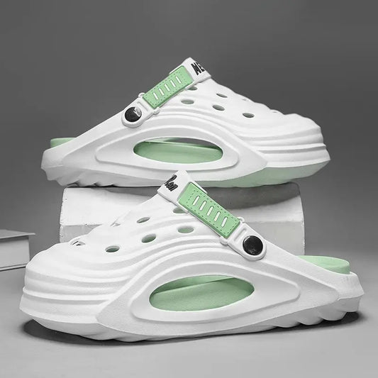 Summer Hollowing Colorblocking Driving Out Thick Bottom Heightened Men's Outer Wear Casual Beach Sandals Outdoor Vacation