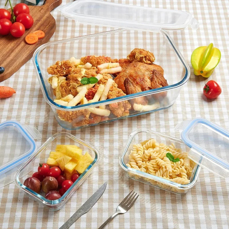 XXX-Large Glass Food Storage Container with Locking Lid 180OZ Family Size Party Size Extra Large Rectangle Glass Bowl Bakeware