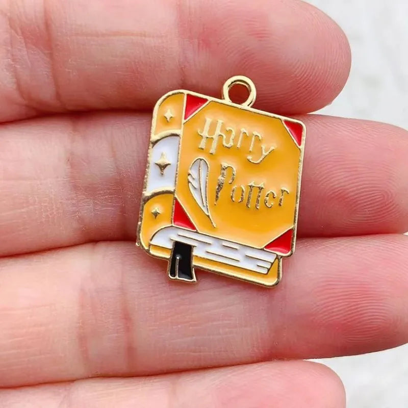 10Pcs Cartoon Enamel Metal Magic College Book Charm Pendants