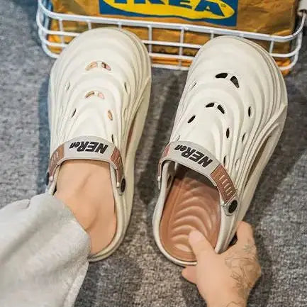 Summer Hollowing Colorblocking Driving Out Thick Bottom Heightened Men's Outer Wear Casual Beach Sandals Outdoor Vacation